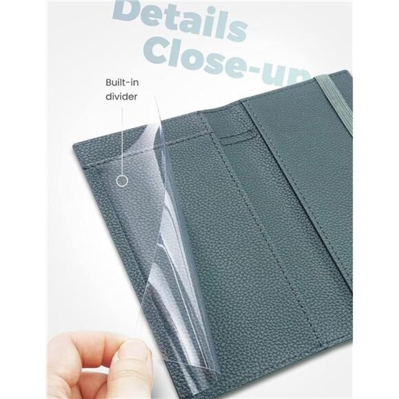 Vegan Leather Checkbook Cover with Pen Holder Divider for Duplicate Checks - Picture 5 of 7